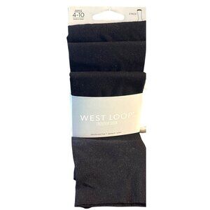 West Loop Women Black Trouser Socks 3-Pk Sz 4-10 Reinforced Toe Opaque Nylon NWT
